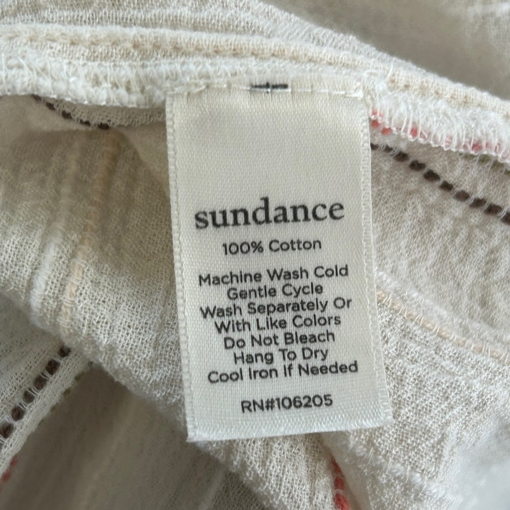 Sundance Cream gauzy cotton Striped Button Down Shirt - Picture 5 of 5